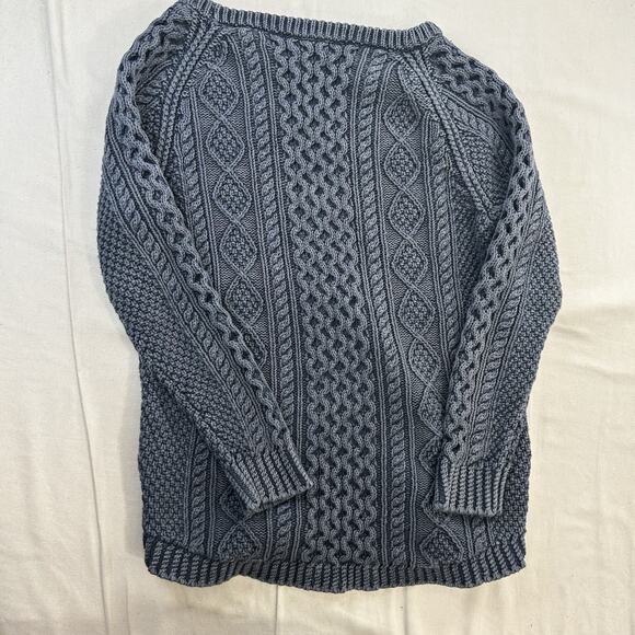 LL Bean Women's Signature Cotton Fisherman Tunic Sweater Large Washed Blue M - Picture 5 of 7